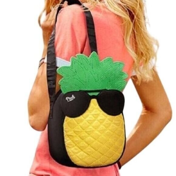 PINK Victoria Secret Pineapple Wearing Gasses Summer Beach Cooler Lunch Bag - Picture 1 of 8